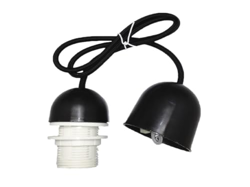 Lampenfassungs-Set mit Kabel und Rose, inklusive E27-Gewinde, 1 Meter lang und in elegantem Schwarz erhältlich. Perfekt, um jeden modernen Raum stilvoll zu beleuchten. von Glowster