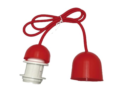 Lampenfassung mit 1 m langem Kabel und Rose, E27 Gewinde, rot, ideal für dekorative Beleuchtung und DIY-Projekte. von Glowster