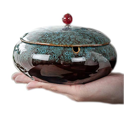 Glsairy Keramik-Aschenbecher mit Deckel - 14,5 cm, Weiß, Moderner Stil von Glsairy