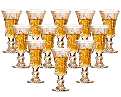 Runde 37 ml Likörgläser, bleifreie Sherrygläser, klare Schnapsgläser mit schwerem Boden, 12 Stück von Glsairy