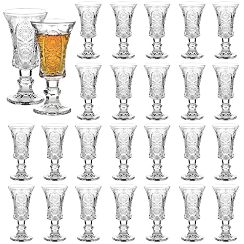 Runde Schnapsgläser, bleifreies Glas, transparent, schwerer Boden, 24 Stück von Glsairy