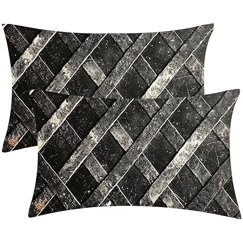 Kissenbezug 25 x 50 Kissenbezüge Schwarz MinimalZierkissen 2er Set Rechteckig Couchkissen Zierkissenbezüge Baumwolle Leinen Sofa Kopfkissenbezug für Deko Wohnzimmer Herbst Gartenmöbel Kissen d-440 von Glslmznq