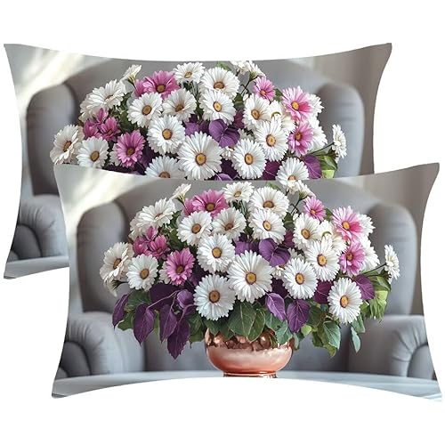 Kissenbezug 25 x 50 Kissenbezüge Vase BlumenZierkissen 2er Set Rechteckig Couchkissen Zierkissenbezüge Samt Sofa Kopfkissenbezug für Deko Wohnzimmer Herbst Gartenmöbel Kissen Geschenke d-516 von Glslmznq