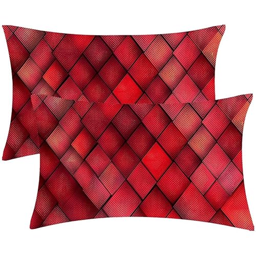 Kissenbezug 25 x 50 Rote Kopfkissenbezug 2er Set Sofakissen Leinen Kissenbezüge Rechteckig Dekokissen für Sofa Stühle Deko Wohnzimmer Modern Couchkissen Schlafzimmer Kissenhülle, Geschenke F-459 von Glslmznq