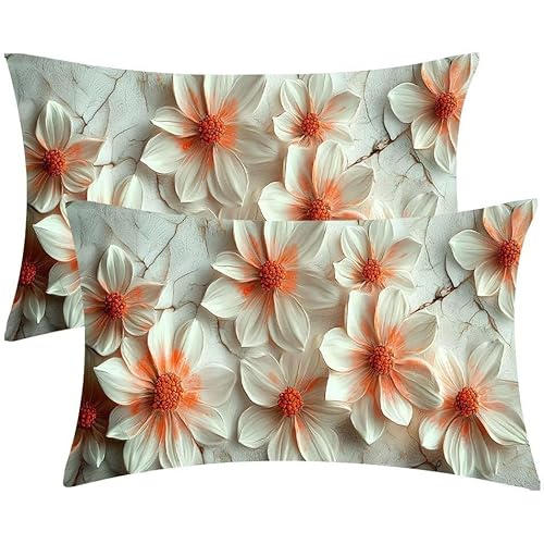 Kissenbezug 30 x 60 Blumen Kopfkissenbezug 2er Set Sofakissen Samt Kissenbezüge Rechteckig Dekokissen für Sofa Stühle Deko Wohnzimmer Modern Couchkissen Schlafzimmer Kissenhülle, Geschenke F-495 von Glslmznq