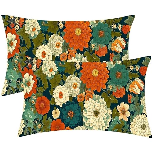 Kissenbezug 30 x 60 Kissenbezüge Blumen FarbeZierkissen 2er Set Rechteckig Couchkissen Zierkissenbezüge Samt Sofa Kopfkissenbezug für Deko Wohnzimmer Herbst Gartenmöbel Kissen Geschenke d-496 von Glslmznq