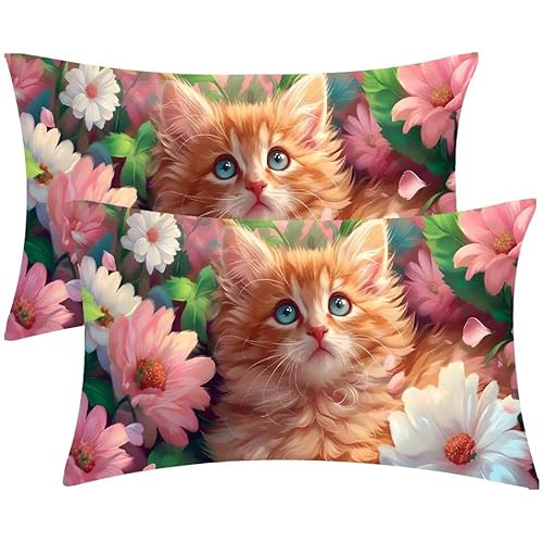 Kissenbezug 30 x 60 Orange Blumen Kopfkissenbezug 2er Set Sofakissen Samt Kissenbezüge Rechteckig Dekokissen für Sofa Stühle Deko Wohnzimmer Modern Couchkissen Schlafzimmer Kissenhülle, Geschenke F618 von Glslmznq