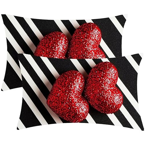 Kissenbezug 30 x 60 Rot Liebe Kopfkissenbezug 2er Set Sofakissen Samt Kissenbezüge Rechteckig Dekokissen für Sofa Stühle Deko Wohnzimmer Modern Couchkissen Schlafzimmer Kissenhülle, Geschenke F-454 von Glslmznq