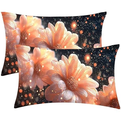 Kissenbezug 40 x 80 Blumen Kopfkissenbezug 2er Set Sofakissen Leinen Kissenbezüge Rechteckig Dekokissen für Sofa Stühle Deko Wohnzimmer Modern Couchkissen Schlafzimmer Kissenhülle, Geschenke F-494 von Glslmznq