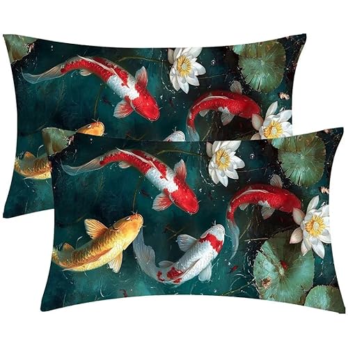 Kissenbezug 40 x 80 Fisch Kopfkissenbezug 2er Set Sofakissen Leinen Kissenbezüge Rechteckig Dekokissen für Sofa Stühle Deko Wohnzimmer Modern Couchkissen Schlafzimmer Kissenhülle, Geschenke F-611 Kissenbezug 40 x 80 Fisch Kopfkissenbezug 2er Set Sofakissen Leinen Kissenbezüge Rechteckig Dekokissen für Sofa Stühle Deko Wohnzimmer Modern Couchkissen Schlafzimmer Kissenhülle, Geschenke F-611 von Glslmznq