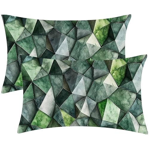 Kissenbezug 40 x 80 Geometrie Blau Kopfkissenbezug 2er Set Sofakissen Samt Kissenbezüge Rechteckig Dekokissen für Sofa Stühle Deko Wohnzimmer Modern Couchkissen Schlafzimmer Kissenhülle F-563 von Glslmznq