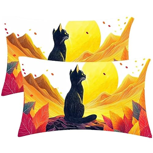 Kissenbezug 40 x 80 Kissenbezüge Schwarze Katze LandschaftZierkissen 2er Set Rechteckig Couchkissen Zierkissenbezüge Samt Sofa Kopfkissenbezug für Deko Wohnzimmer Herbst Gartenmöbel Kissen d-428 Kissenbezug 40 x 80 Kissenbezüge Schwarze Katze LandschaftZierkissen 2er Set Rechteckig Couchkissen Zierkissenbezüge Samt Sofa Kopfkissenbezug für Deko Wohnzimmer Herbst Gartenmöbel Kissen d-428 von Glslmznq