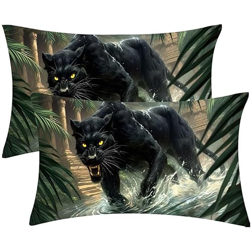 Kissenbezug 40 x 80 Kissenbezüge Schwarzer PantherZierkissen 2er Set Rechteckig Couchkissen Zierkissenbezüge Samt Sofa Kopfkissenbezug für Deko Wohnzimmer Herbst Gartenmöbel Kissen Geschenke d-421 Kissenbezug 40 x 80 Kissenbezüge Schwarzer PantherZierkissen 2er Set Rechteckig Couchkissen Zierkissenbezüge Samt Sofa Kopfkissenbezug für Deko Wohnzimmer Herbst Gartenmöbel Kissen Geschenke d-421 von Glslmznq