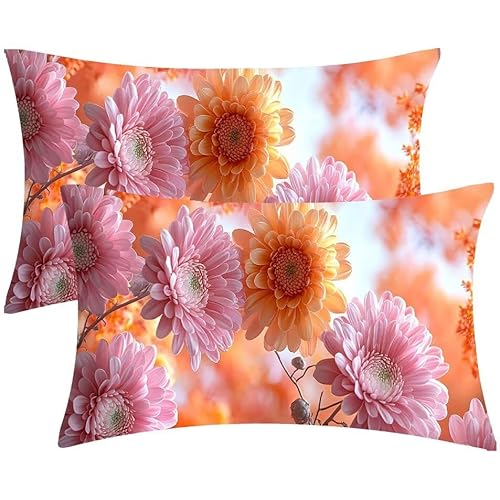 Kissenbezug 50 x 100 Blumen Daisies Kopfkissenbezug 2er Set Sofakissen Leinen Kissenbezüge Rechteckig Dekokissen für Sofa Stühle Deko Wohnzimmer Modern Couchkissen Schlafzimmer Kissenhülle F-499 von Glslmznq