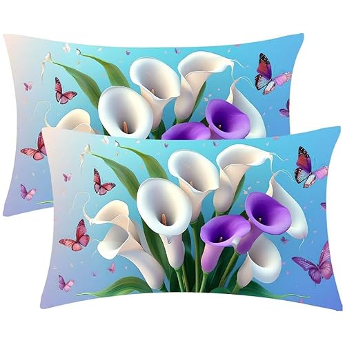 Kissenbezug 50 x 100 Kissenbezüge Blumen SchmetterlingeZierkissen 2er Set Rechteckig Couchkissen Zierkissenbezüge Samt Sofa Kopfkissenbezug für Deko Wohnzimmer Herbst Gartenmöbel Kissen Geschenke d485 von Glslmznq
