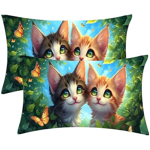 Kissenbezug 50 x 100 Kissenbezüge Schmetterling KatzeZierkissen 2er Set Rechteckig Couchkissen Zierkissenbezüge Baumwolle Leinen Sofa Kopfkissenbezug für Deko Wohnzimmer Herbst Gartenmöbel Kissen d473 Kissenbezug 50 x 100 Kissenbezüge Schmetterling KatzeZierkissen 2er Set Rechteckig Couchkissen Zierkissenbezüge Baumwolle Leinen Sofa Kopfkissenbezug für Deko Wohnzimmer Herbst Gartenmöbel Kissen d473 von Glslmznq