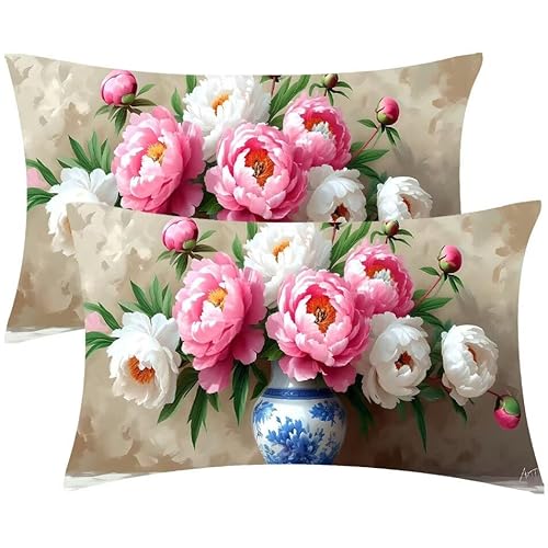 Kissenbezug 50 x 100 Kissenbezüge Vase BlumenZierkissen 2er Set Rechteckig Couchkissen Zierkissenbezüge Samt Sofa Kopfkissenbezug für Deko Wohnzimmer Herbst Gartenmöbel Kissen Geschenke d-512 von Glslmznq
