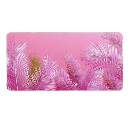 Mauspad 1600 x 800 mm Groß Gaming Mousepad, Pink Federn Große Schreibtisch Matte, Genähte Kanten Gaming Mauspad, Schreibtischunterlage mit Rutschfester Gummibasis, Schreibtisch Zubehör F-315 von Glslmznq