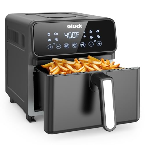 Gluck 6,3-Quart AirFryer Metall Smart Combo-Ofen, 1500-W-Luftfritteuse, Airfryer mit LCD-Touchscreen 8-1, Temperaturbereich von 175℉-400℉ (6.3 QT) von Gluck