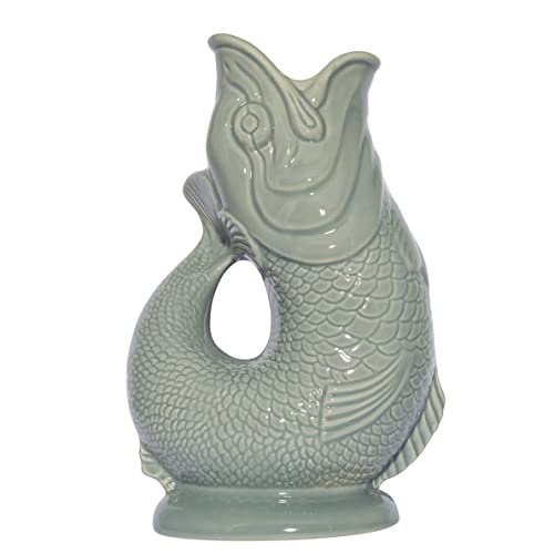 Gluckigluck Karaffe Original Gluggle Jug – das glucksende Original! Wasserkaraffe Fisch Vase Keramikkrug in Fisch-Form | 1,3 L | Sage von Gluckigluck