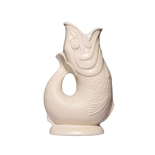 Gluckigluck Karaffe XL Sand matt – 1,2 l – Original Gluggle Jug aus England – Wasserkrug mit Glucker-Geräusch – Handgefertigt & matte Oberfläche – Kult-Krug als Vase oder Dekanter von Gluckigluck