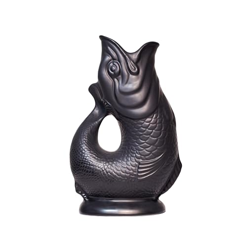 Gluckigluck Karaffe XL Schwarz matt – 1,2 l – Original Gluggle Jug aus England – Wasserkrug mit Glucker-Geräusch – Handgefertigt & matte Oberfläche – Kult-Krug als Vase oder Dekanter von Gluckigluck