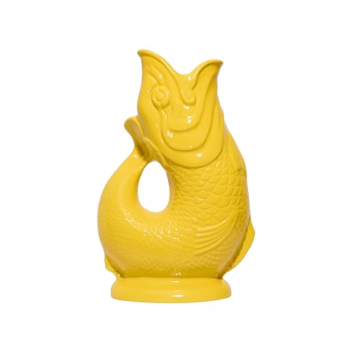 Gluckigluck Karaffe XL Zitronengelb – 1,2 l – Original Gluggle Jug aus England – Wasserkrug mit Glucker-Geräusch – Handgefertigt und glänzend – Kult-Krug als Vase oder Dekanter von Gluckigluck