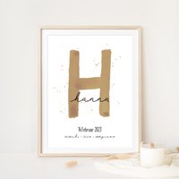 Geburtsposter, Namensposter - Personalisiert Name Mit Geburtsdaten, Geschenk Zur Geburt Für Eltern Baby Mama Und Papa, Taufe, Kinderzimmer von GlueckMeinKind