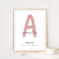 Geburtsposter, Namensposter - Personalisiert Name Mit Geburtsdaten, Geschenk Zur Geburt Für Eltern Baby Mama Und Papa, Taufe, Kinderzimmer von GlueckMeinKind