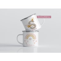 Geschenk Zur Einschulung 2023, Emaille Tasse Mit Namen Des Schulkindes, Kindertasse Regenbogen Einhorn Motiv, Kinderbecher Schulstart von GlueckMeinKind