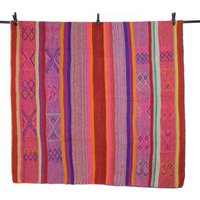 Carpet 146x150 Handwoven From Peru Heavy Frazada Blanket Virgin Wool Traditional Handcraft Cusco Ethno Boho Color Pink von GlueckUndFund