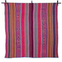 Carpet 172x153 Handwoven From Peru Heavy Frazada Blanket Virgin Wool Traditional Handcraft Cusco Ethno Boho Bright Colors von GlueckUndFund