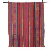 Carpet 177x138 Handwoven From Peru Heavy Frazada Blanket Virgin Wool Traditional Handcraft Cusco Ethno Boho Color Brown Pink von GlueckUndFund