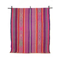 Carpet 179x148 Handwoven From Peru Heavy Frazada Blanket Virgin Wool Traditional Handcraft Cusco Ethno Boho Color Purple von GlueckUndFund
