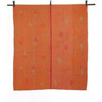 Vintage Carpet 143x170 Handwoven From Peru Heavy Frazada Blanket Virgin Wool Traditional Handcraft Cusco Ethno Boho Color Orange von GlueckUndFund