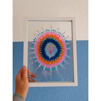 Achatscheiben Mandala "Grateful Heart" Unikat Original Edelsteinkunst von Glueckistjetzt