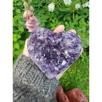 Amethystherz Amethyst Herz Edelsteinherz Groß Meditationsstein von Glueckistjetzt