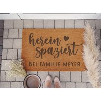 Personalisierte Fußmatte Hereinspaziert | Geschenk Zum Einzug, Hausbau Hauseingang Deko Willkommen Hochzeit Umzug #5 von Gluecklicheiraten