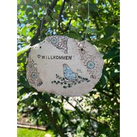 Keramikschild " Willkommen" von GluecksScherben