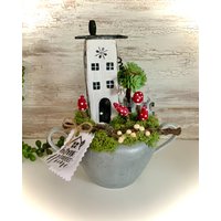 Deko Schale Porzellan Mit Holzhäuschen Betomoptik Grau Upcycling Shabby Vintage Geschenk von GluecksdekoVonBiggy