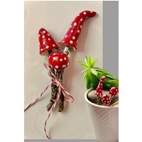 Fliegenpilze Stecker Set Handmodelliert Rot-Weiß Wohndeko Gartendeko Herbstdeko von GluecksdekoVonBiggy