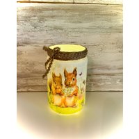 Windlicht Teelichtglas Dekoglas Eichhörnchen Sommerdeko Tischdeko Gartendeko von GluecksdekoVonBiggy