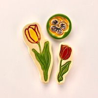 Blumen Magnete Keramik Tulpen Rot Klein Bunt Geschenkgeburtstag Frühling Kleinigkeit Natur Stiefmütterchenfrau Kühlschrank Adventskalender von Gluecksfarbe
