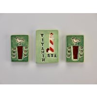Maritime Magnete Möwe Vitamin Sea Leuchtturm Keramikdekomeer Kühlschrank Türkis Geschenkstrandgeburtstag Kleinigkeitfrau Freundinbuchstaben von Gluecksfarbe