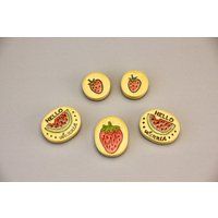 Sommer Magnet Erdbeere Melone Keramik Rund Kühlschrankgeburtstaggeschenk Klein Dankeschön Frau Gelb Mitbringsel Gartenparty Freundin von Gluecksfarbe