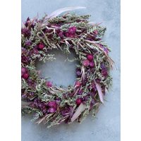 Herbstkranz Lila/ Wandkranz/ Türkranz/ Trockenblumenkranz von GluecksmomentErleben
