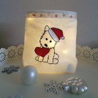 Lichtbeutel - Windlicht Deko Kerzenglas Geschenk Westie von Gluecksmomente1