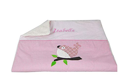 Glückspilz Babydecke Kuscheldecke Decke mit Namen I Vogel I Rosa von Glückspilz-Shop