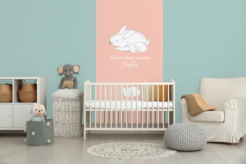 Glücksvilla - Baby-Tapete - Kinderzimmer-Tapete, Häschen, personalisierbar mit individuellem Text, selbstklebend - 09 Sunrise (120 x 250 cm BxH), Vliestapete, Wand-Deko Kind Junge Mädchen von Glücksvilla
