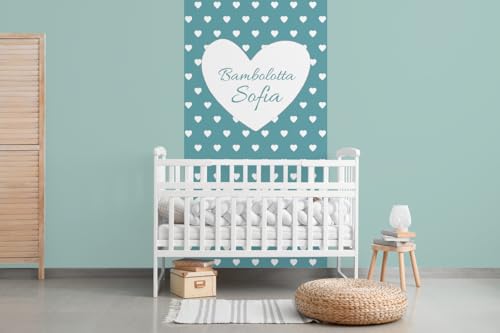 Glücksvilla - Baby-Tapete - Kinderzimmer-Tapete, Herz-Liebe, personalisierbar mit individuellem Text, selbstklebend - 19 wave (120 x 250 cm BxH), Vliestapete, Wand-Deko Kind Junge Mädchen von Glücksvilla